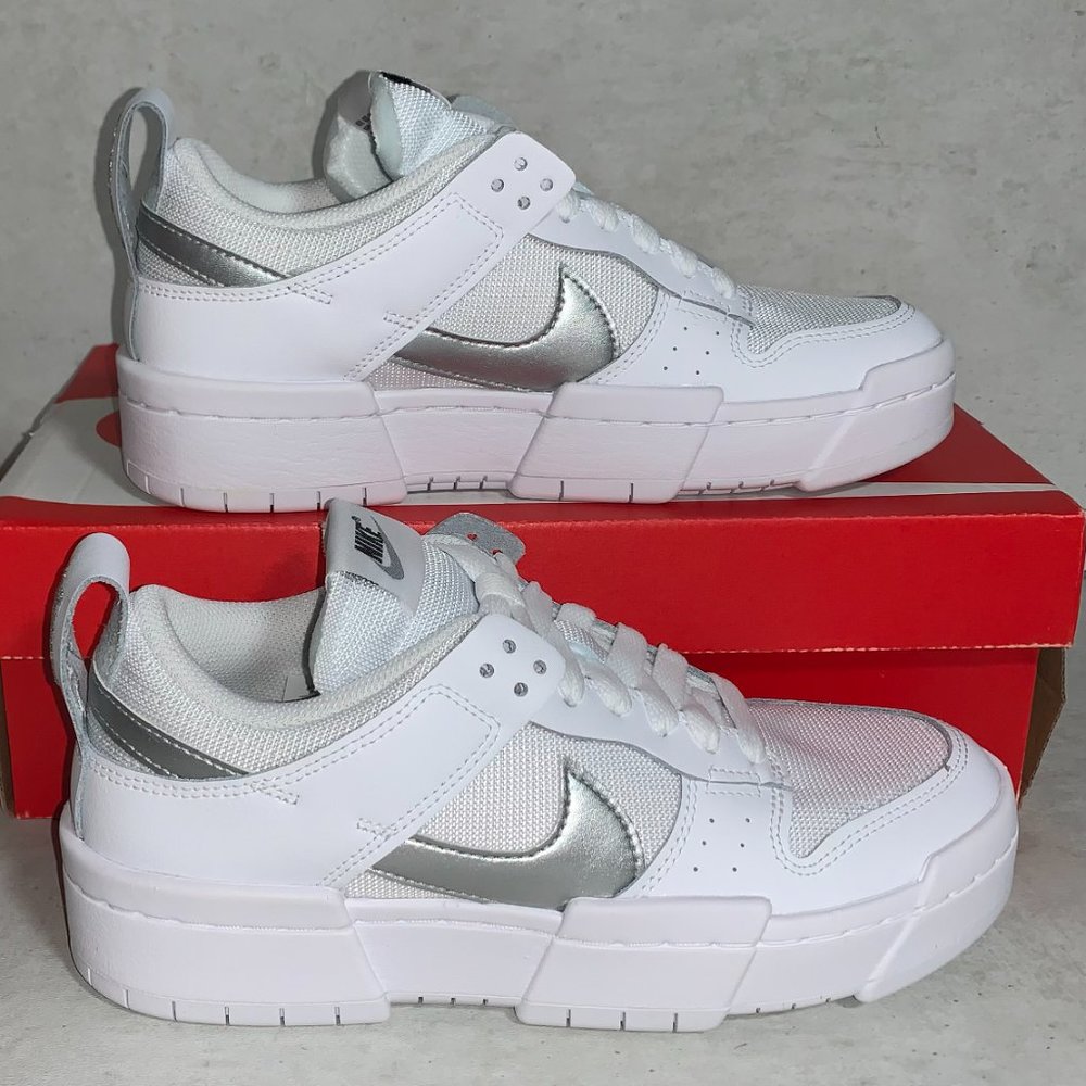Nike Dunk Low Disrupt White Metallic Silver Size 8W